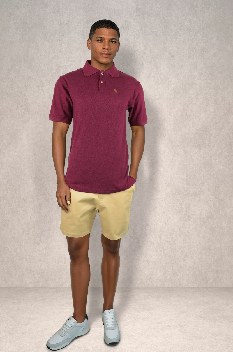 Polo burdeos logo caballo en el pecho Old Rowley - vista frontal completa