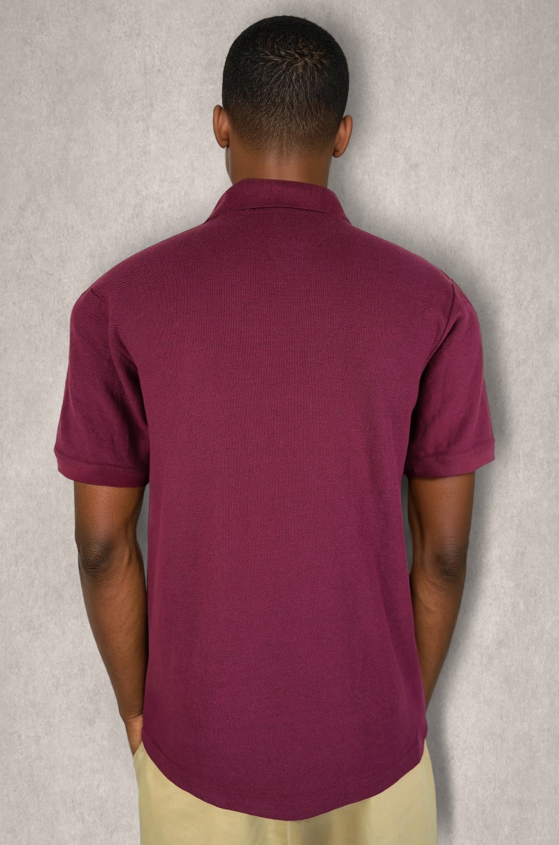Polo burdeos logo caballo en el pecho Old Rowley - vista trasera