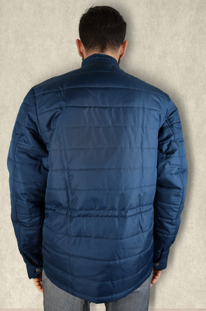 Chaqueta acolchada de cuello alto Azul marino Old Rowley - vista trasera