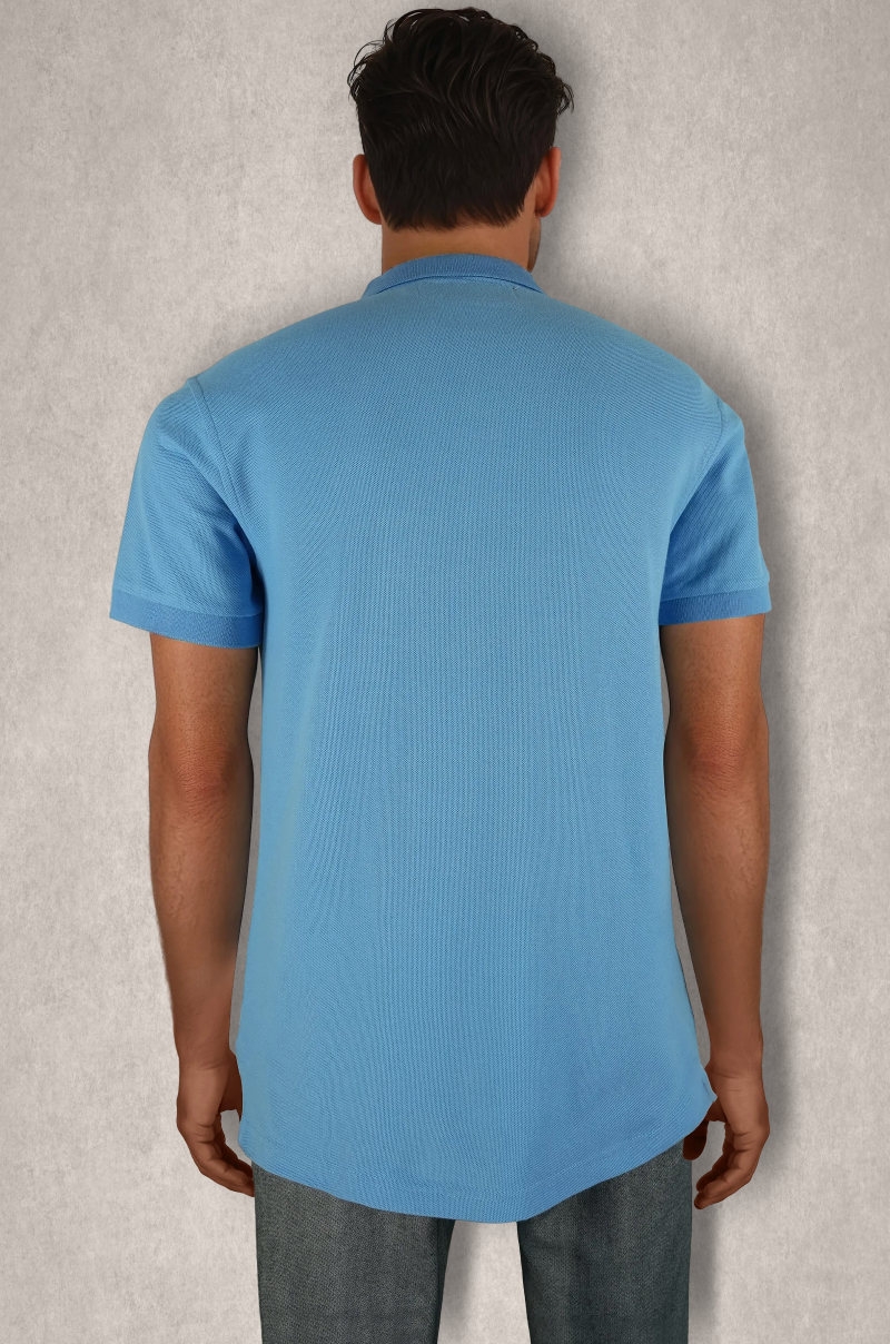 Polo azul celeste de algodón doble piqué Old Rowley - vista trasera