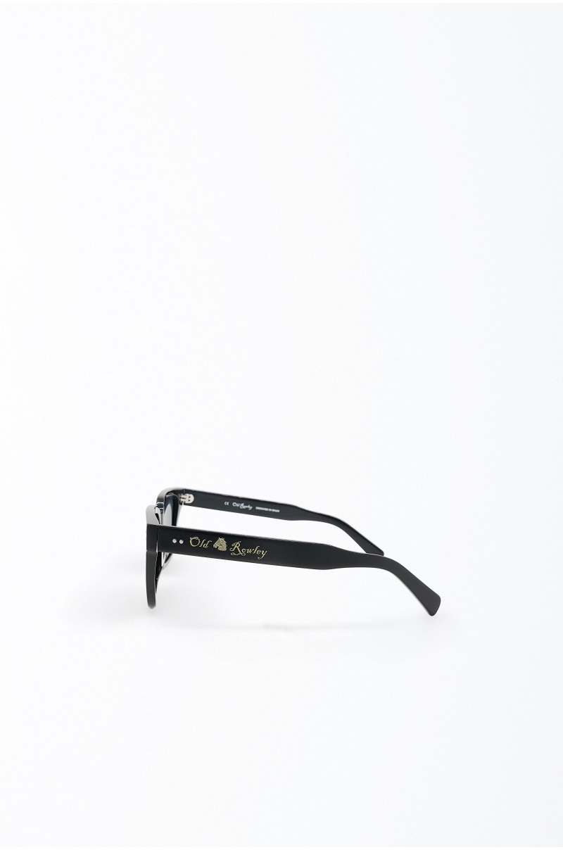 Gafas de sol de acetato polarizadas negras Old Rowley - vista lateral logo