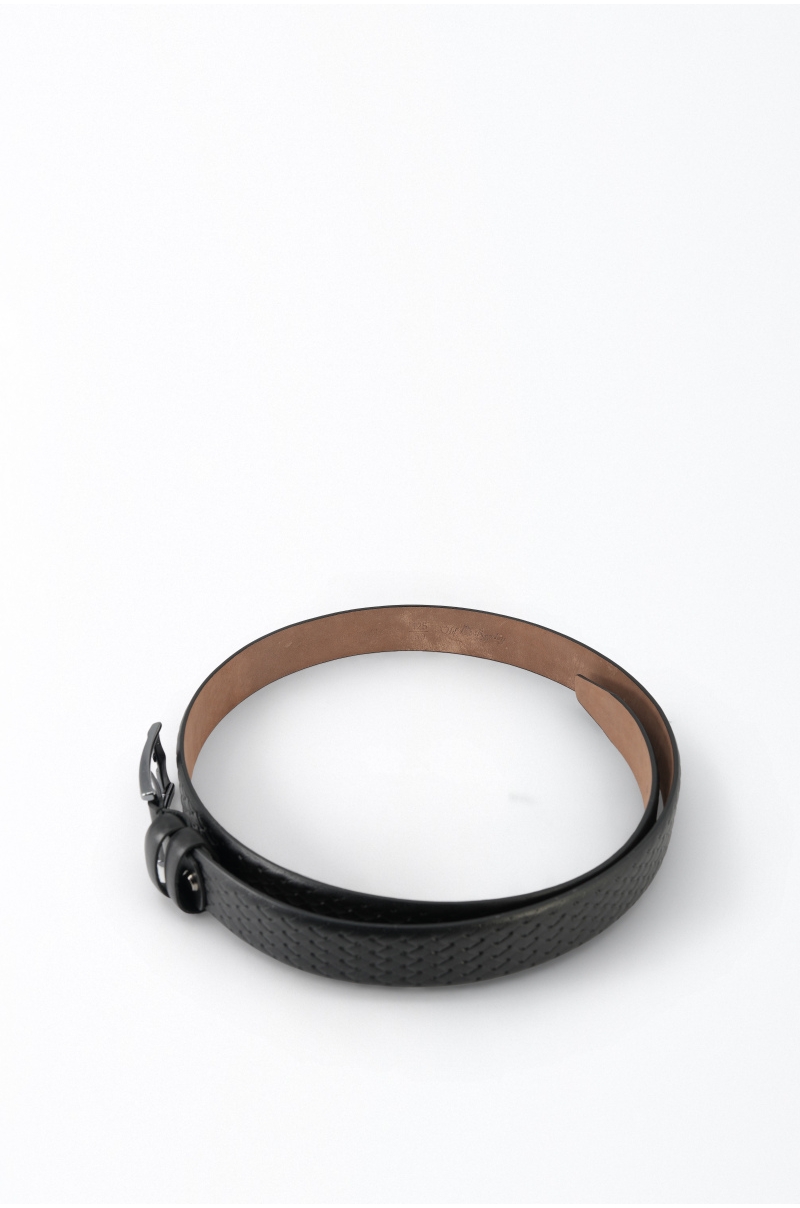 Cinturón de piel negra trenzado para hombre Old Rowley