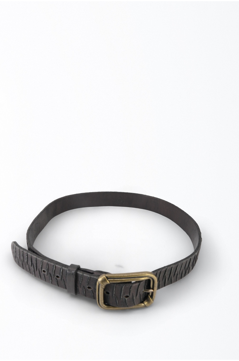 Cinturón de Piel Marrón oscuro con Textura Artesanal y Hebilla Vintage Old Rowley