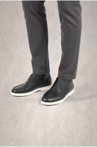 Botines de piel natural negros para hombre de Old Rowley - vista lateral del par