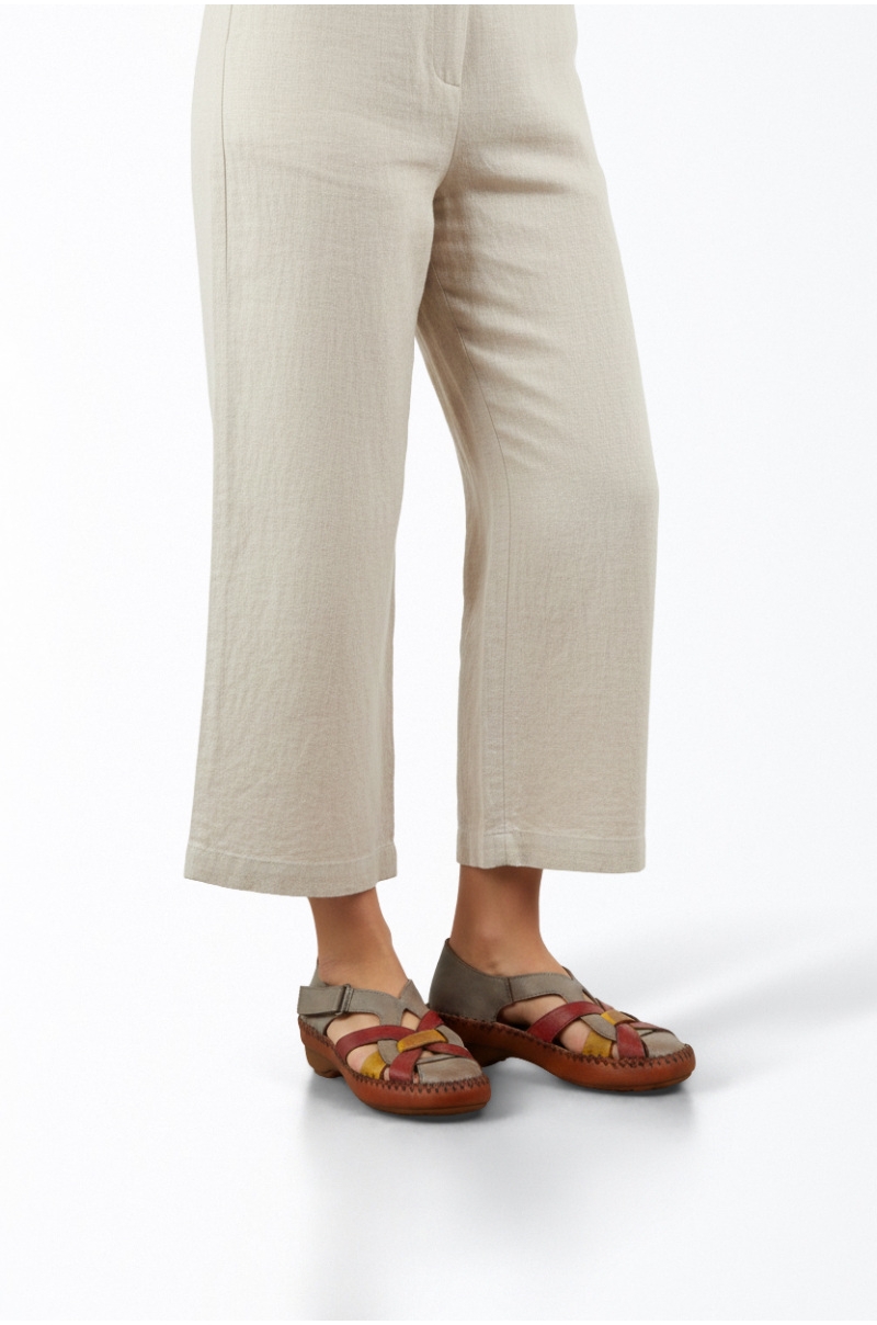 Sandalias Mujer Piel Tricolor RVA Old Rowley - vista puesta en la modelo