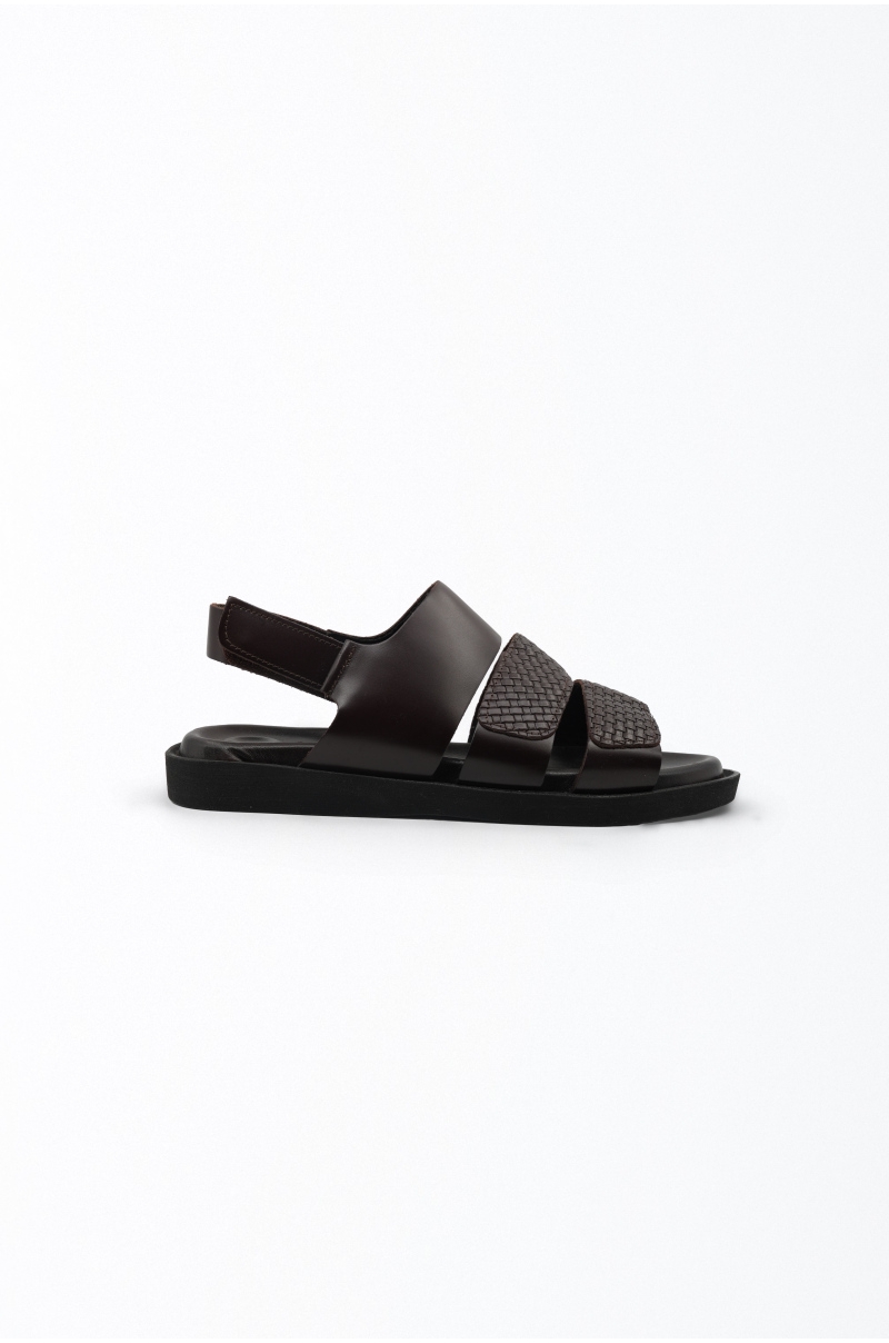 Sandalias de Piel Natural Marrón Plantilla Doble Grosor Old Rowley - vista lateral