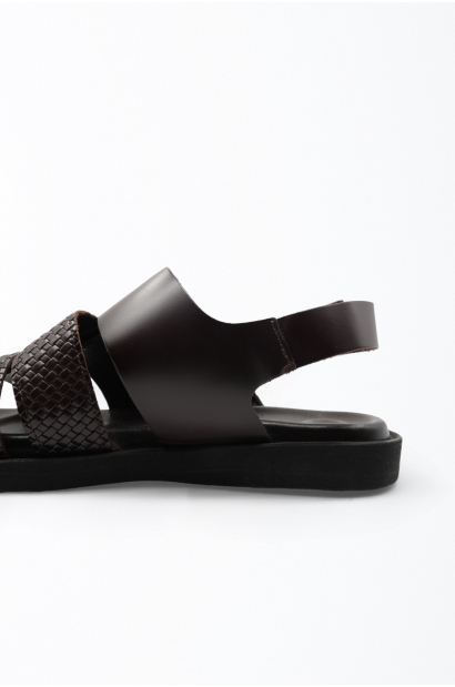 Sandalias de Piel Natural Marrón Plantilla Doble Grosor Old Rowley - vistan otro lateral cerca