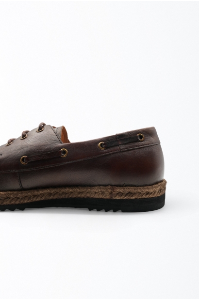 Zapatos Náuticos Marrón de Piel Vacuna y Cuerda de Cáñamo  Old Rowley - vista otro lateral cerca