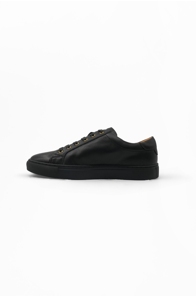 Zapatillas de piel vacuna negras con suela de goma Old Rowley - vista otro lateral