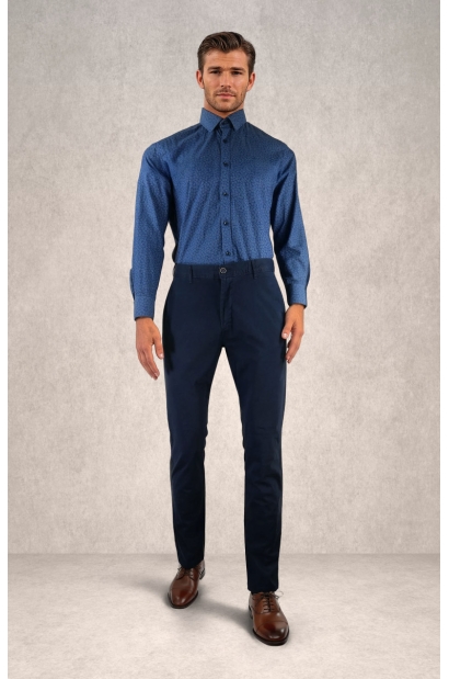 Pantalón Chino Slim Fit Azul Marino Old Rowley - vista frontal