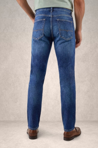 Vaquero azul medio lavado Corte recto Old Rowley - vista trasera