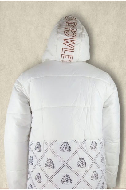 chaqueta acolchada con gorro diseño y letras Old Rowley - vista trasera