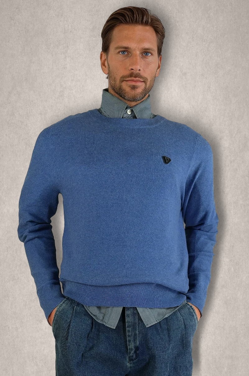 Jersey fino de punto azul hombre Old Rowley - vista frontal