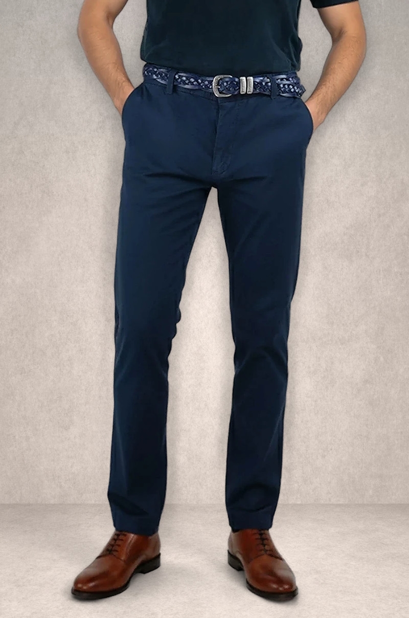 Pantalón Chino regular fit azul marino Old Rowley - vista frontal