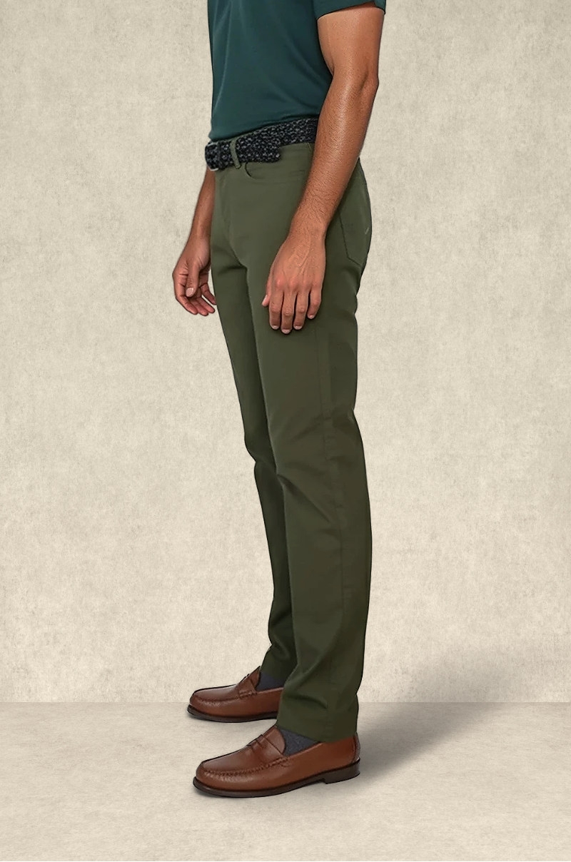 Pantalón Slim fit Fit Algodón Verde Old Rowley - vista lateral