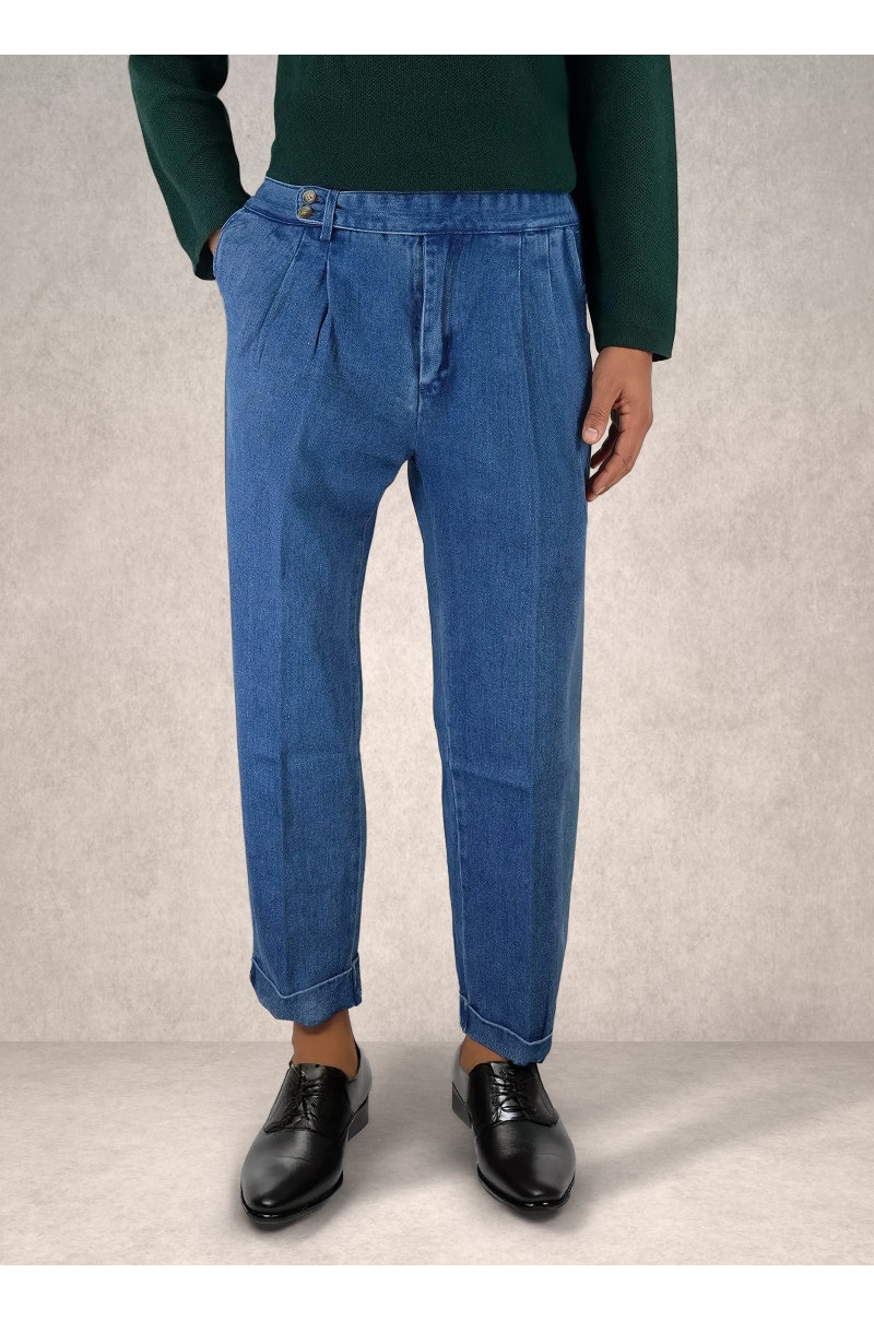 Pantalón Vaquero con Pinzas Corte Clásico Hombre Old Rowley - vista frontal