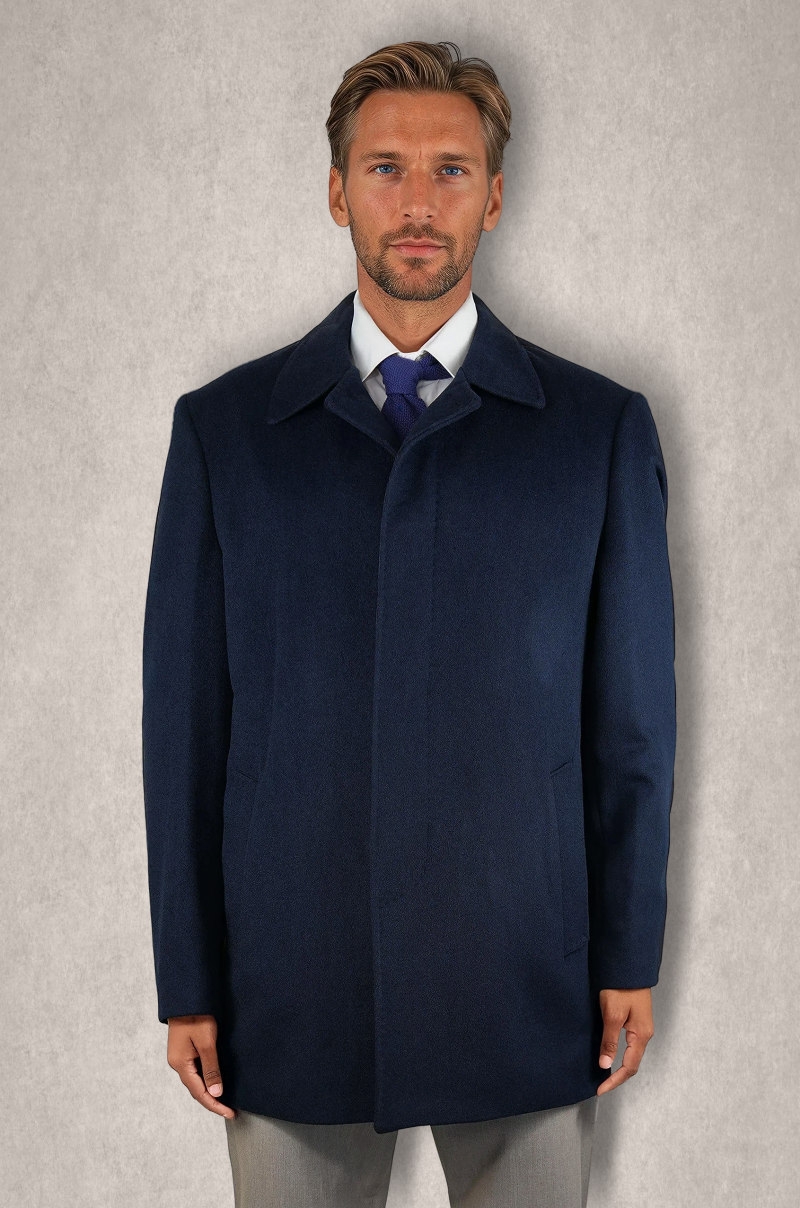 Abrigo 100% lana 3 botones Azul marino Old Rowley - vista frontal