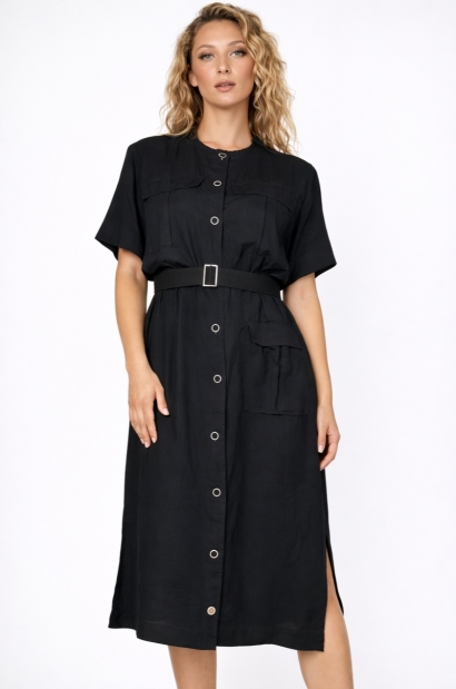 Vestido Camisero Negro con...