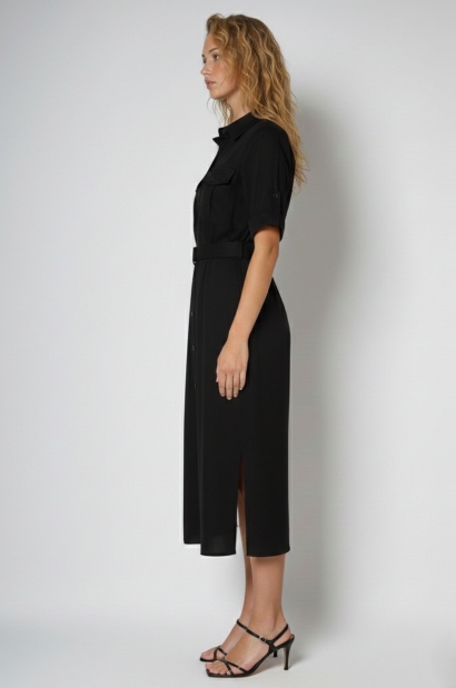 Vestido Camisero Negro con...