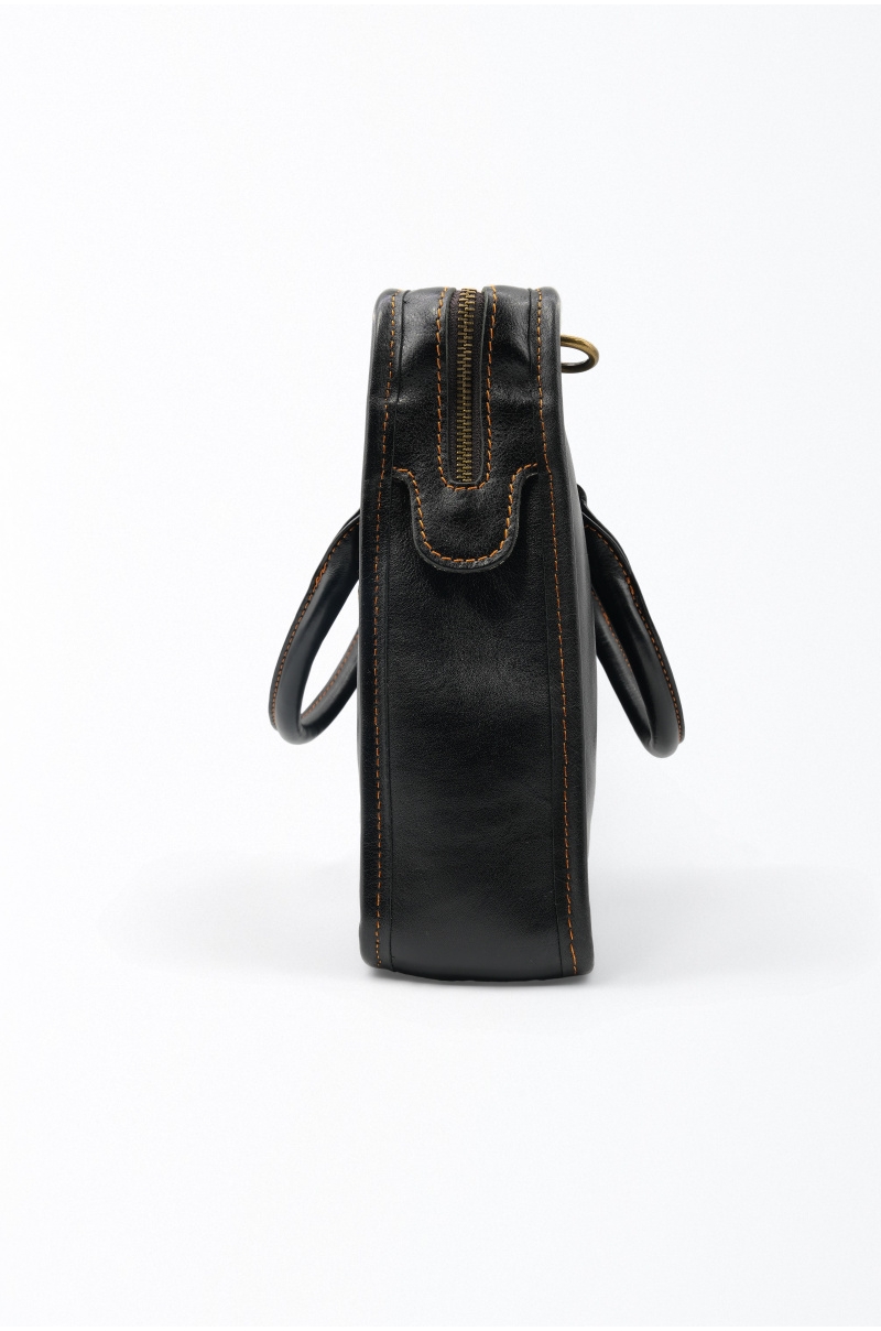 Maletín de piel negro Old Rowley - vista otro lateral