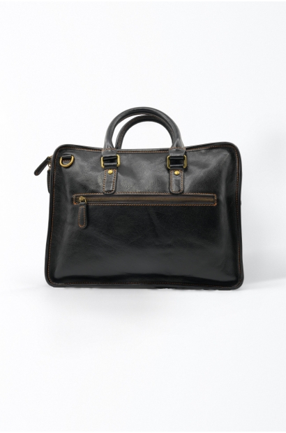 Maletín de piel negro Old Rowley - vista trasera