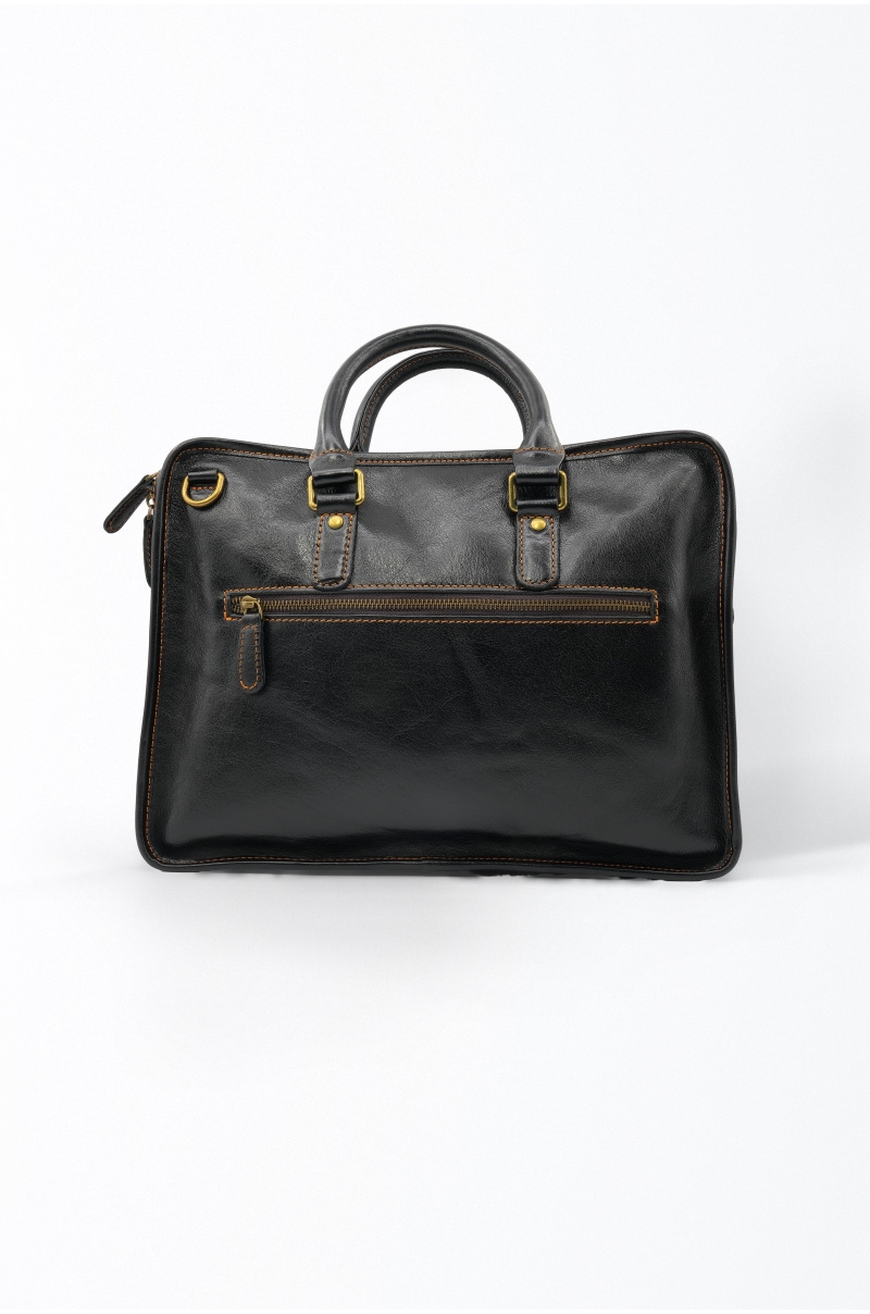 Maletín de piel negro Old Rowley - vista trasera