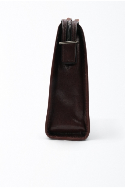 Maletín de piel marrón con bandolera Old Rowley - vista lateral