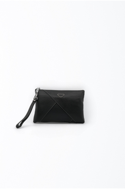 Pouch de piel negra con...