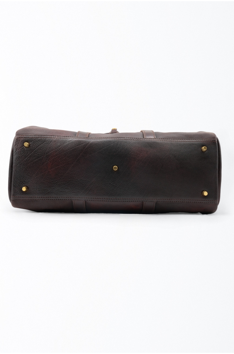 Bolso de viaje de piel marrón estilo weekender Old Rowley - vista base