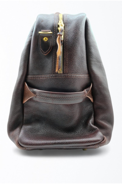 Bolso de viaje de piel marrón estilo weekender Old Rowley - vista otro lateral