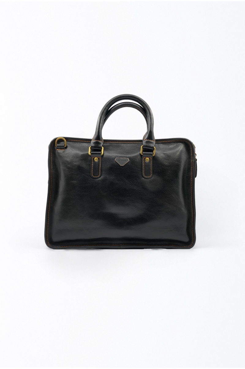 Maletín de piel negro Old Rowley - vista delantera