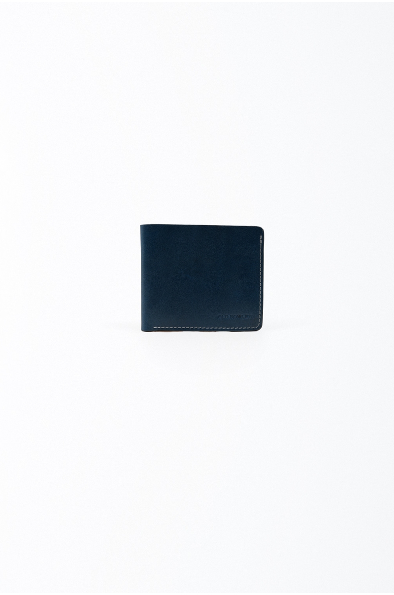 Billetera de piel azul Old Rowley - vista frontal