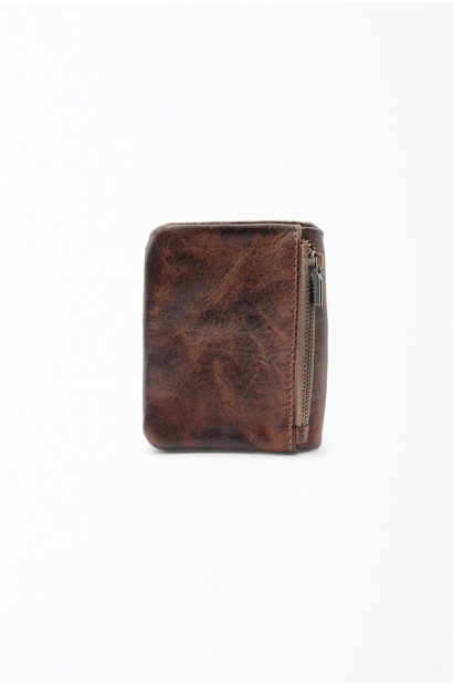 Cartera de cuero marrón oscuro estilo vintage Old Rowley - vista trasera