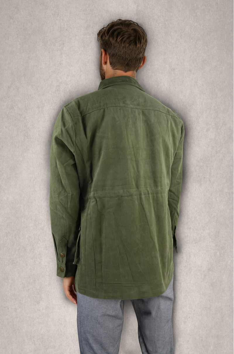 Chaqueta sahariana verde para hombre Old Rowley - vista trasera