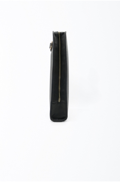 Portadocumentos de piel negra con cremallera para hombre Old Rowley - vista lateral