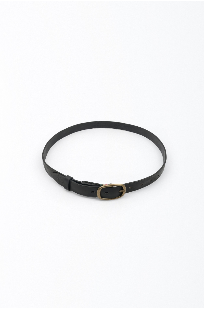 Cinturón piel clásico marrón oscuro hebilla envejecida Old Rowley - vista circular