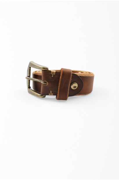 Cinturón piel envejecida con hebilla metálica Old Rowley - vista frontal