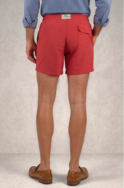 Bañador Hombre Rojo Liso con Cordón Ajustable Old Rowley - vista trasera