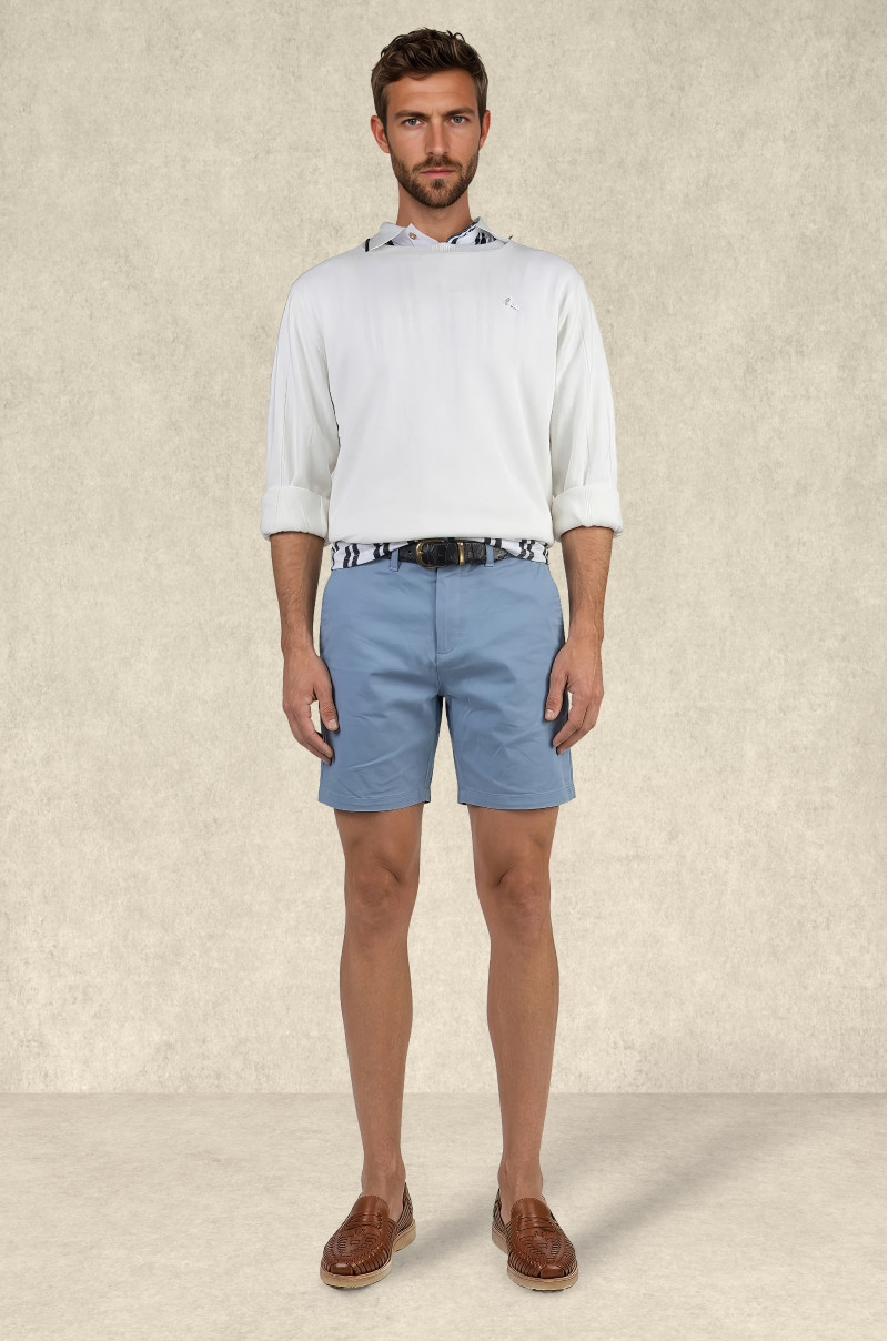 Bermuda chino hombre azul claro estilo elegante Old Rowley - vista frontal completa