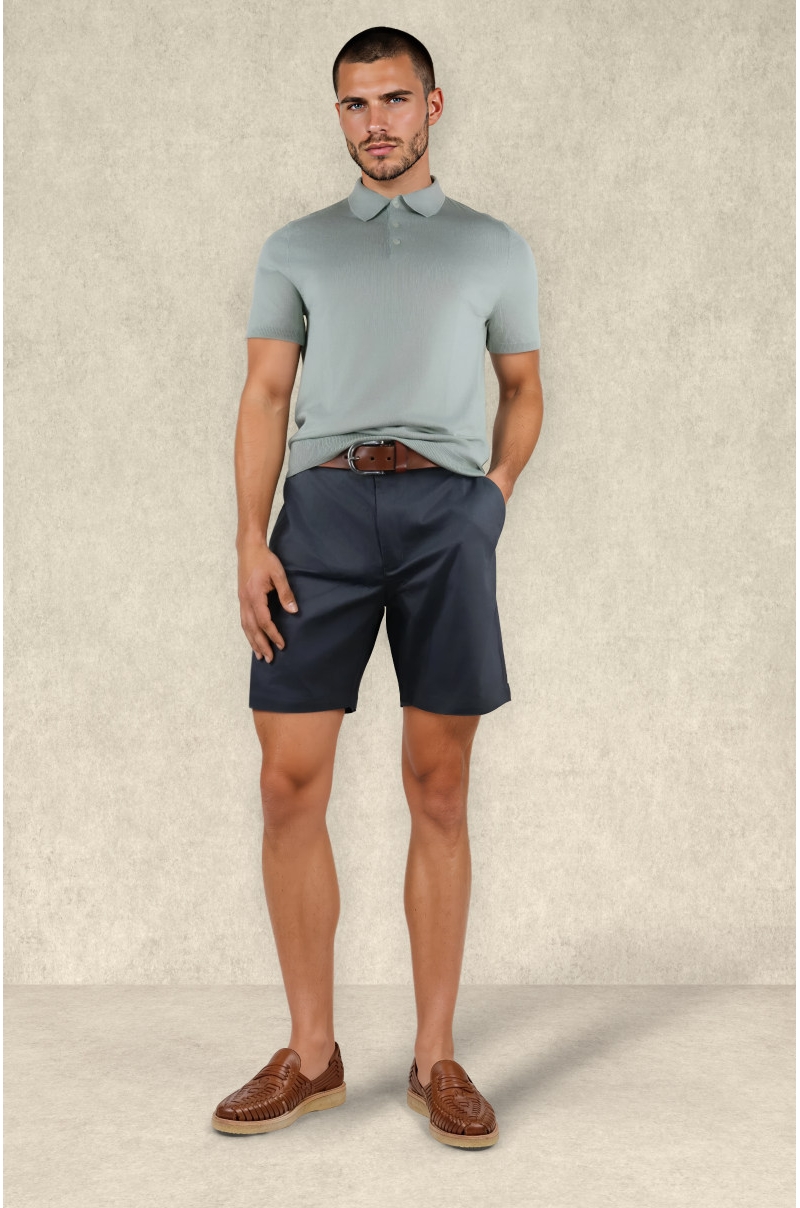Bermuda hombre gris oscuro algodón estilo elegante Old rowley - vista frontal completa