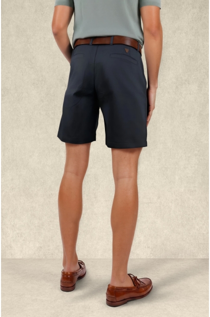Mens dark grey chino shorts 100 percent cotton elegant style back view