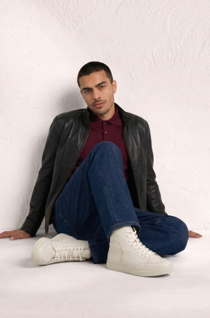 Zapatillas Piel de Caña Alta Letras Old Rowley - vista lateral del par