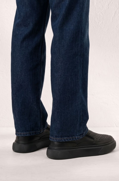 Zapatillas Slip-On Negras con Suela Gruesa Ligera Old Rowley - vista lateral