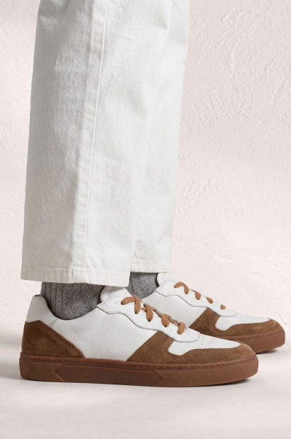 Baskets en cuir blanc et...