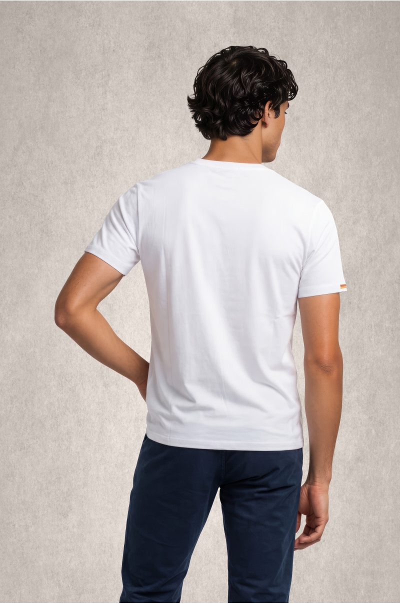 Camiseta blanca Old Rowley para hombre con estampado botánico artístico Old Rowley - vista trasera