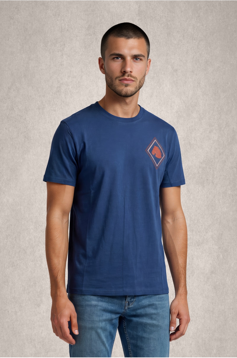 Camiseta hombre azul marino con logo estilo casual Old Rowley - vista frontal