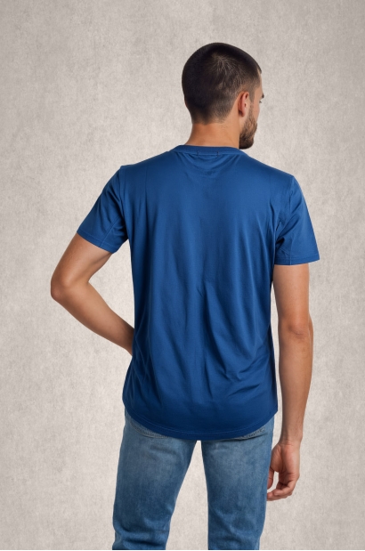 Camiseta hombre azul marino con logo estilo casual Old Rowley - vista trasera