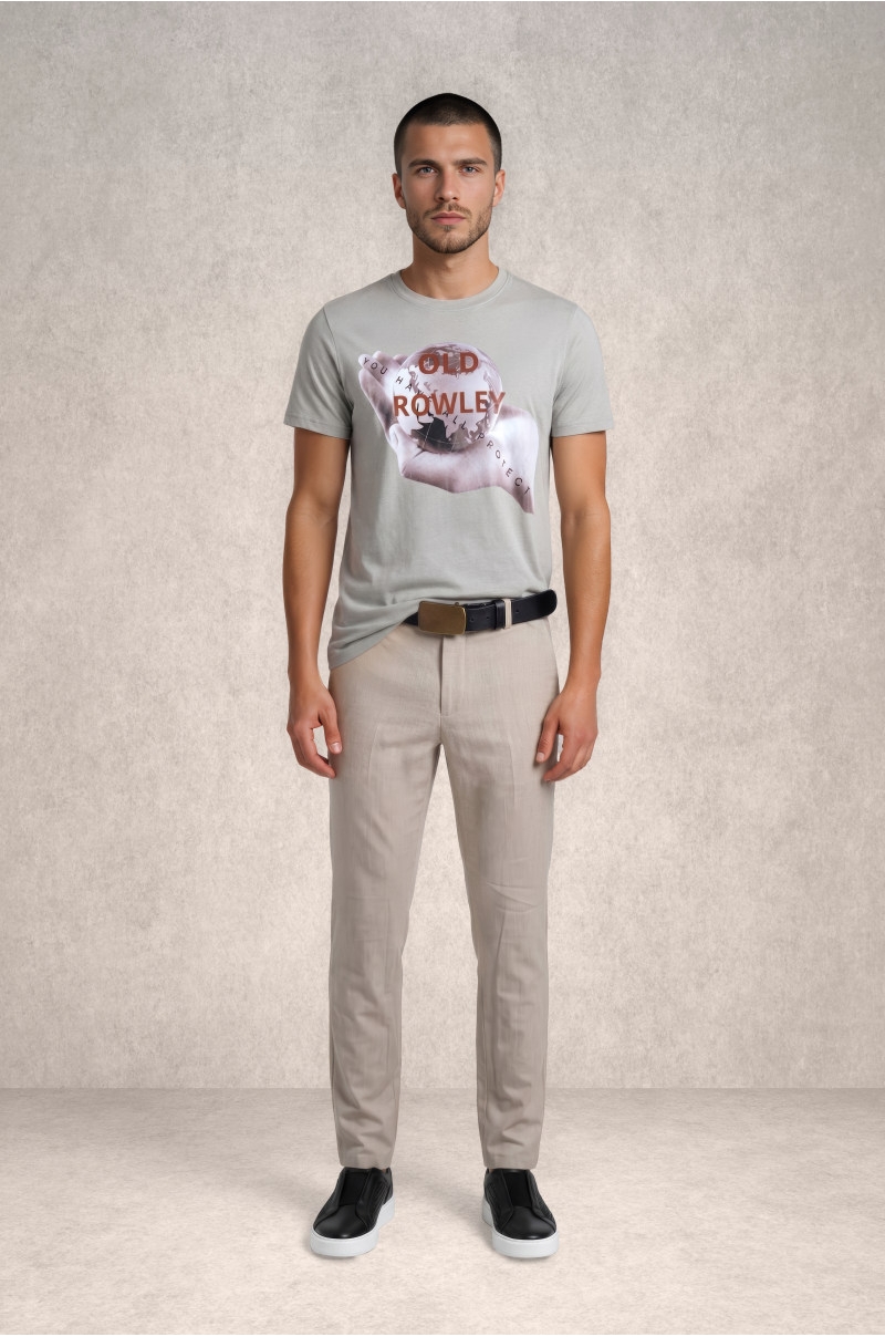 Camiseta verde caqui Protect your world Old Rowley - vista frontal completa