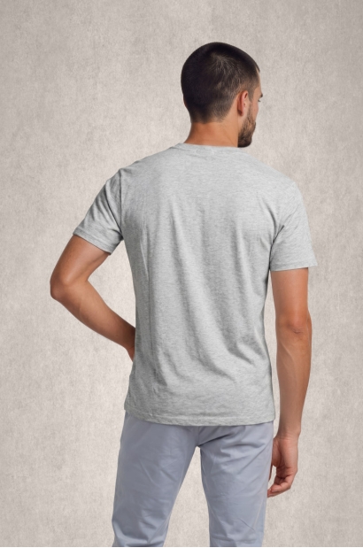 Camiseta gris perla Old Rowley Sport estampado ecuestre vintage - vista trasera