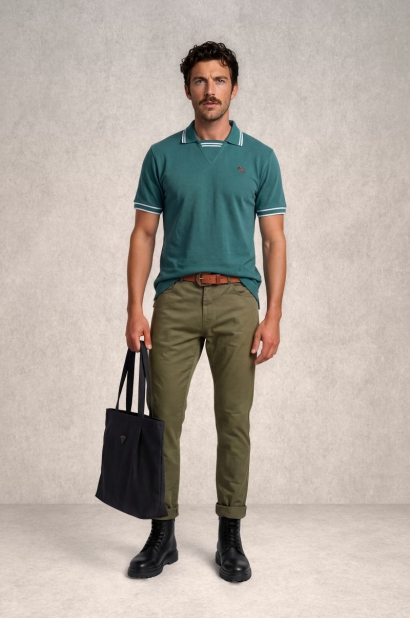 Polo verde con cuello...